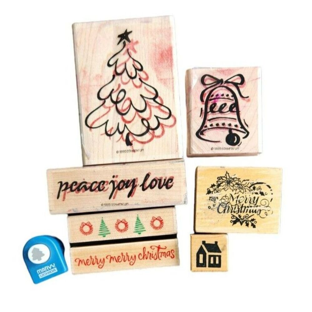 Christmas Wooden‎ Stamps Lot